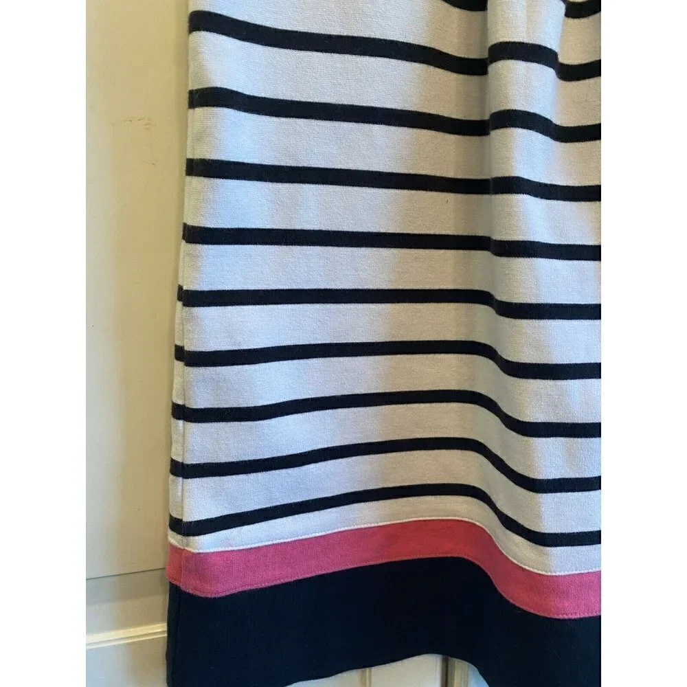 Gymboree Sz‎ 8 White Black Pink striped Sleeveless Ponte Knit Girl’s  Dress